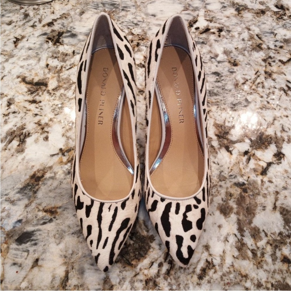 Donald J. Pliner Black and White Animal Print Heels